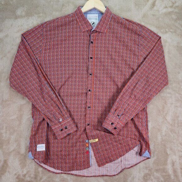 A Fish Named Fred Dress Shirt All Over Print Multicolor Long Sleeve Mens Size XL - Picture 2 of 11